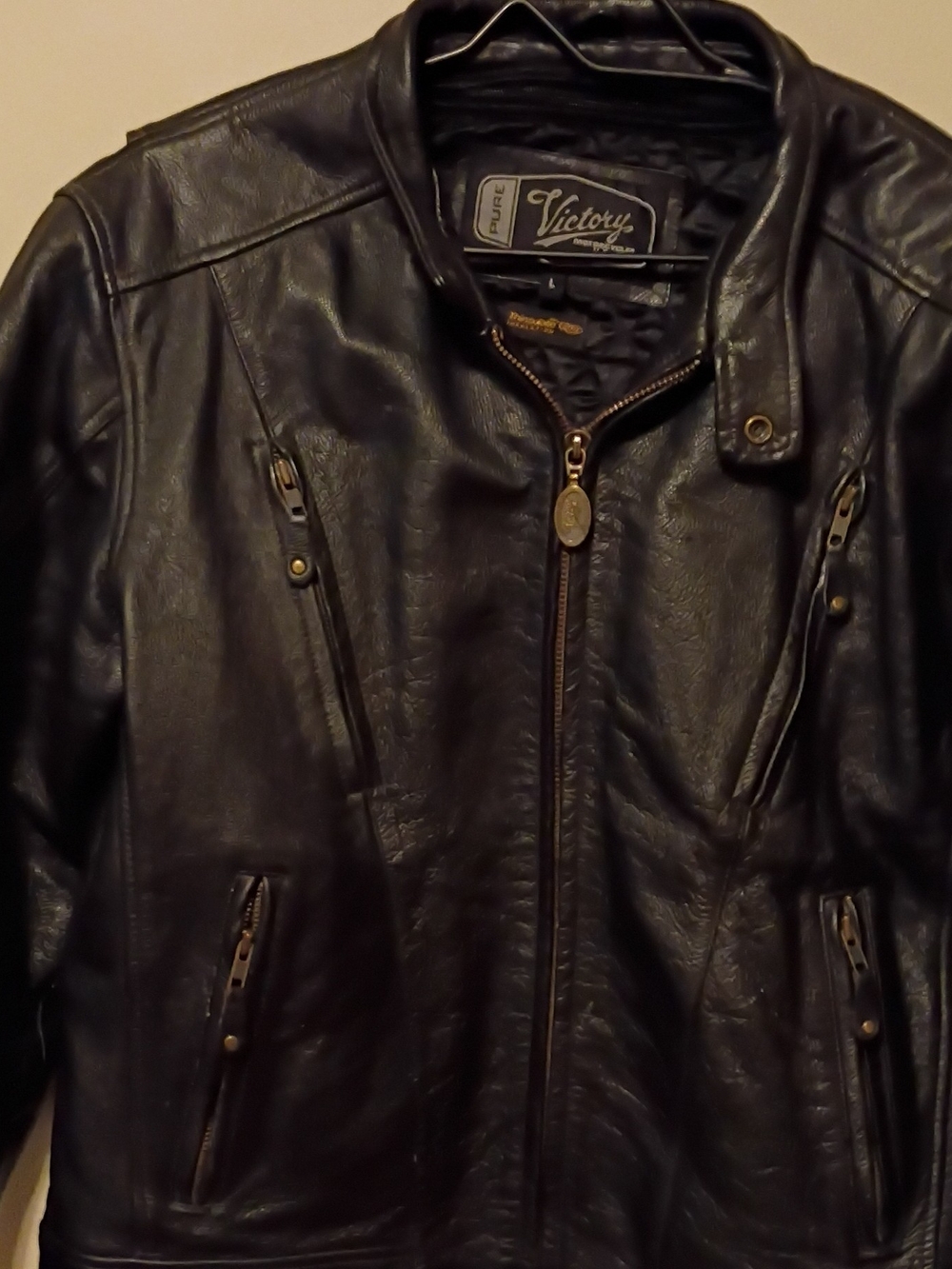 Victory Black Leather Bomber Jacket